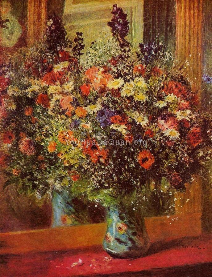 Bouquet in front of a Mirror - 皮埃尔·奥古斯特·雷诺阿